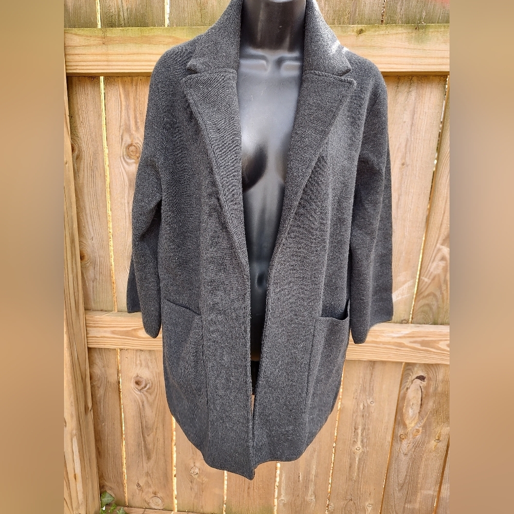 🏵️ J Crew Merino Wool Grey Heavy Draped Cardigan Coat